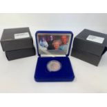 A Diamond Wedding silver proof £5 coin, 2007, and others similar, all boxed