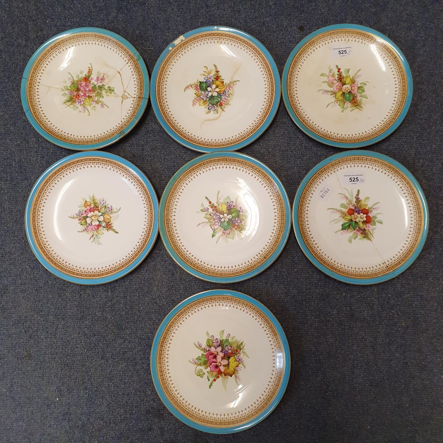 A Royal Worcester dessert service, having five tazzi and nine plates, 23 cm diameter (14) Various - Image 5 of 5