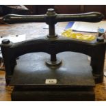 An early 20th century book press mechanism works, but stiff