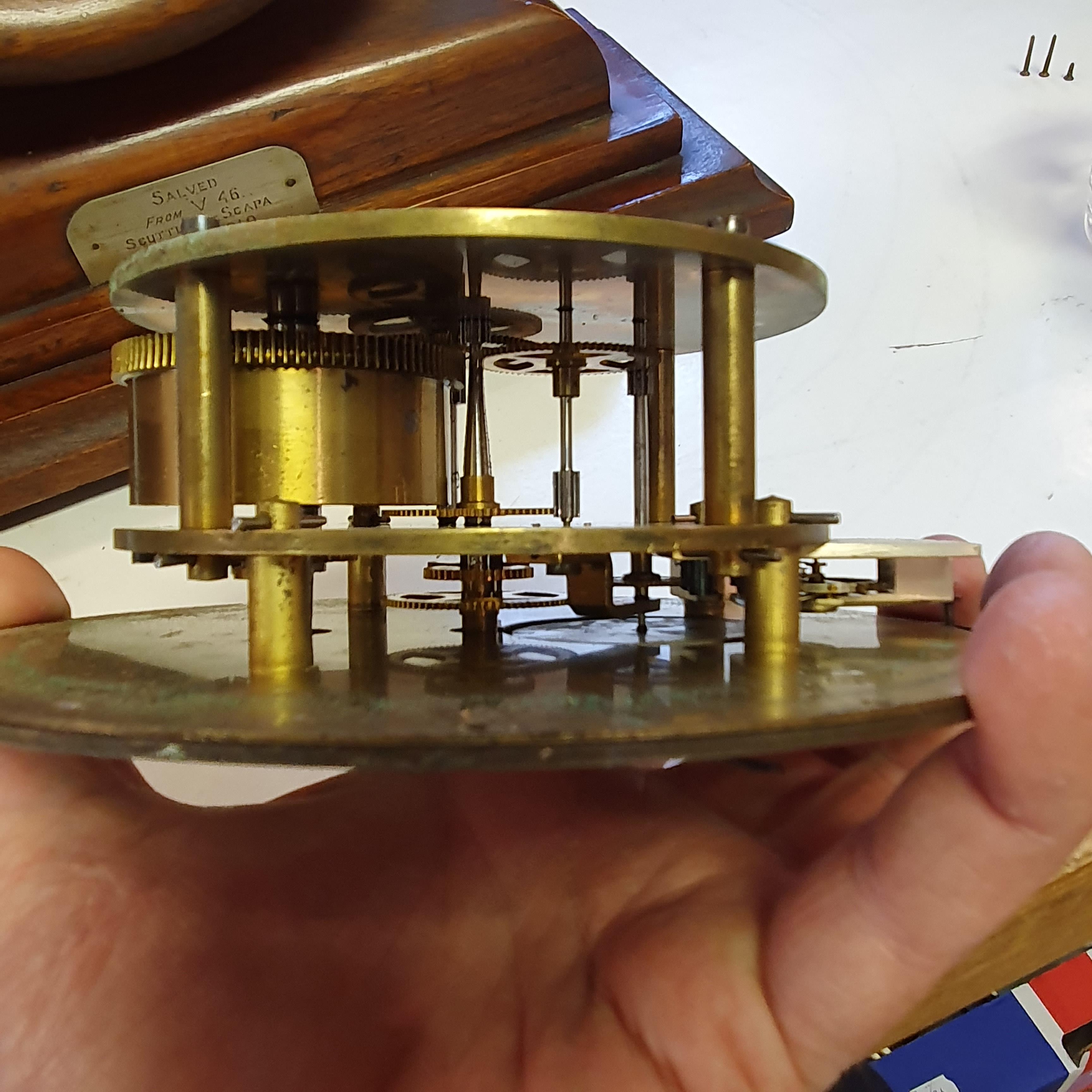 An Imperial German Navy bulkhead type clock, the 15 cm diameter silvered dial signed Franz Happe - Image 7 of 11