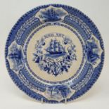 A 19th century Royal Navy Mess No 1 pottery plate, with Fletcher & Miller, Butcher St Portsea