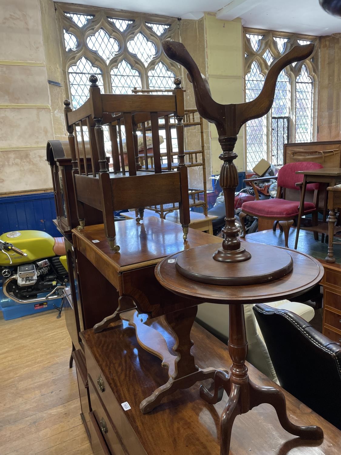 A pair of mahogany pedestals, 108 cm high, a Canterbury, a Sutherland table, a coffee table, and two - Image 2 of 2