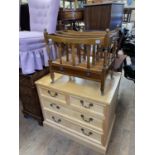 A modern chest, of four drawers, 82 cm wide, a Canterbury, a side table, a drum table, a sewing box,