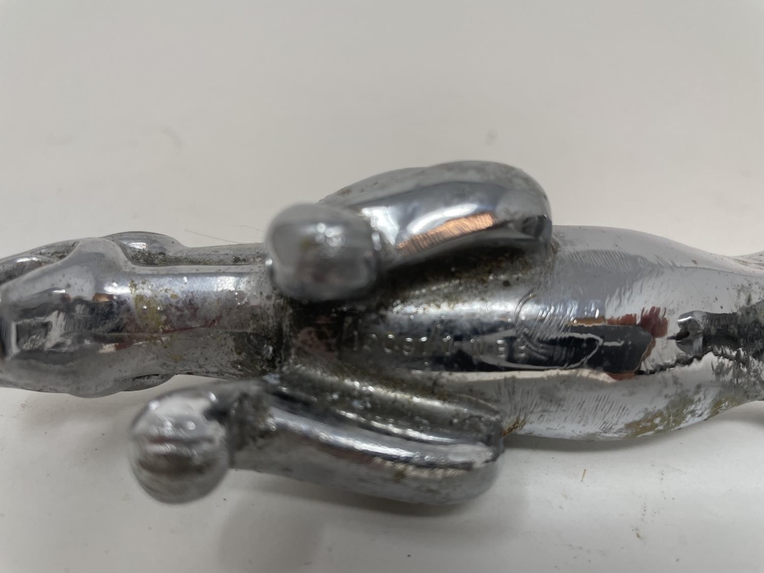A chrome car mascot, in the form of a stag, a chrome Jaguar leaping cat car mascot, and another - Image 10 of 12