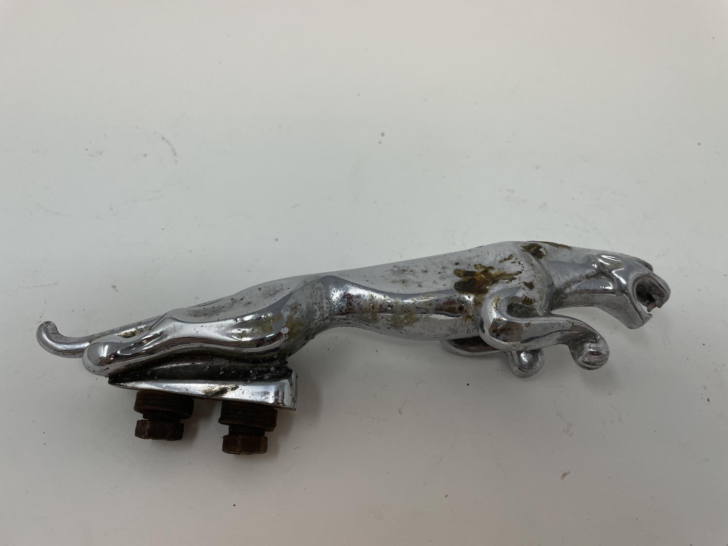 A chrome car mascot, in the form of a stag, a chrome Jaguar leaping cat car mascot, and another - Image 8 of 12