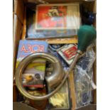 A Prakash plated bulb horn, assorted AA badges, other badges, Rolls-Royce boiler suit, emphemeria