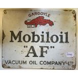 An enamel sign, Gargoyle Mobil oil 'AF' Vacuum Oil Company Ltd, 23 cm high x 29 cm wide Slight loss