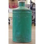 A Castrol 25 litre oil can, painted green