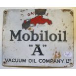 An enamel sign, Gargoyle Mobil oil 'A' Vacuum Oil Company Ltd, 23 cm high x 29 cm wide