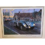 **Regretfully withdrawn**A Nicholas Watts artist proof print, Jaguar at White House - Le Mans, 1953