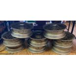 A group of eight wire wheels, to fit Jaguar Mk II and other cars, some surface rust (8)