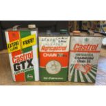 A Castrol GTX oil can, other oil cans and items (qty)