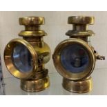 A pair of brass Lucas King of the Road lamps, No. F146, 21.5 cm