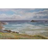 Allan J Bowers, coastal scene, Crantock, watercolour, signed and dated 89, 38 x 59 cm Overall