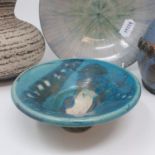 A raku glaze studio pottery dish, and various other pieces of studio pottery (24)