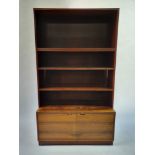 A Danish hardwood bookcase cabinet, base with two cupboard doors, 111 cm wide