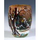 A painted glass vase decorated winter landscape, 6 cm high No chips, cracks or scratches. Items as