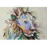 Jake Winkle, a lion, watercolour, signed, 33 x 47 cm Overall condition good, no damage found