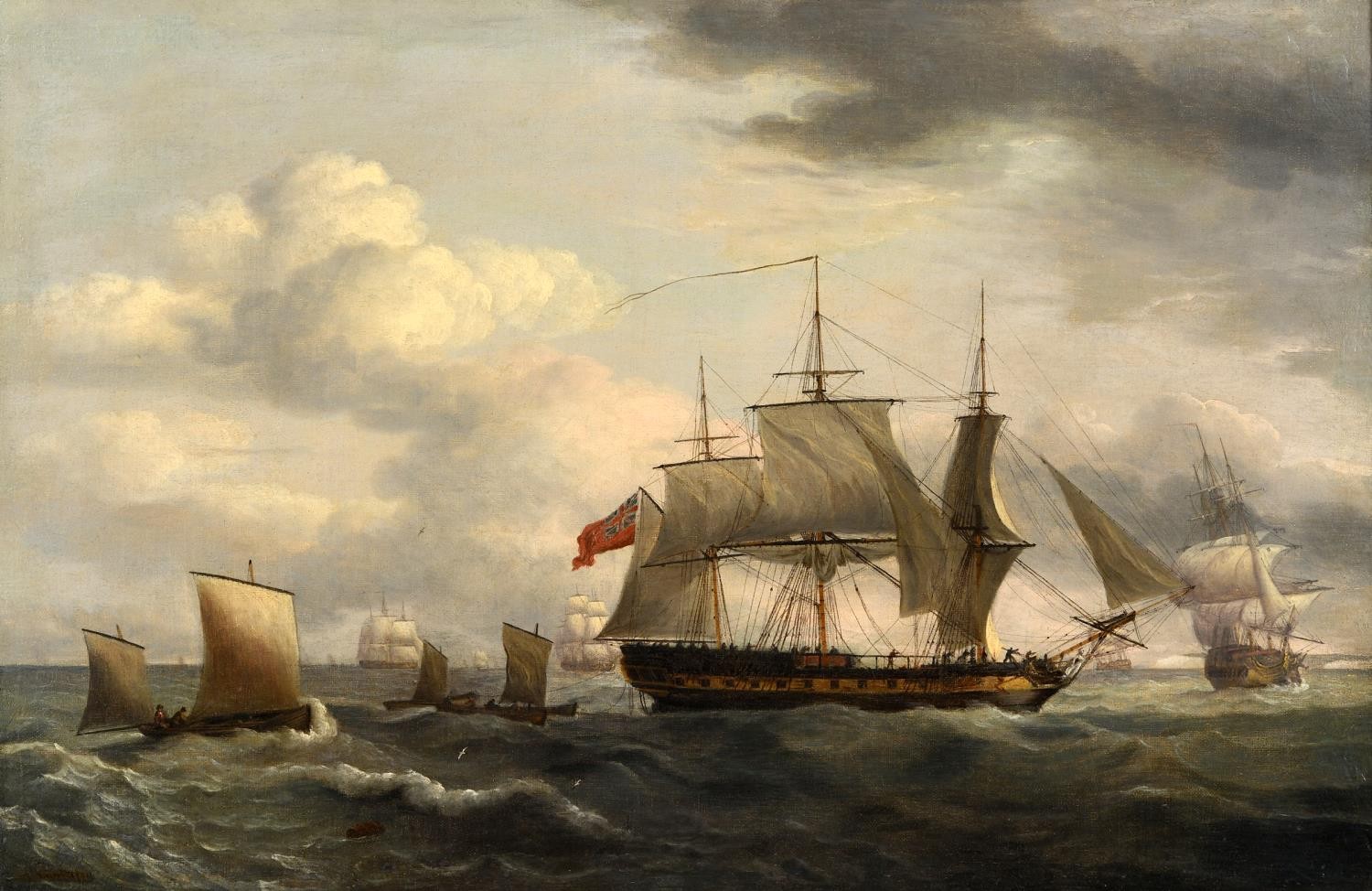 Thomas Luny (British 1759-1837), Frigates off the North Foreland, oil on canvas, signed and dated