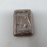 An Art Nouveau style silver vesta, import mark London 1990 In our opinion this is a later struck