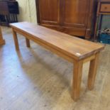 A Laura Ashley oak bench, 150 cm wide, and a low chest, with six drawers 100 cm wide Bench with