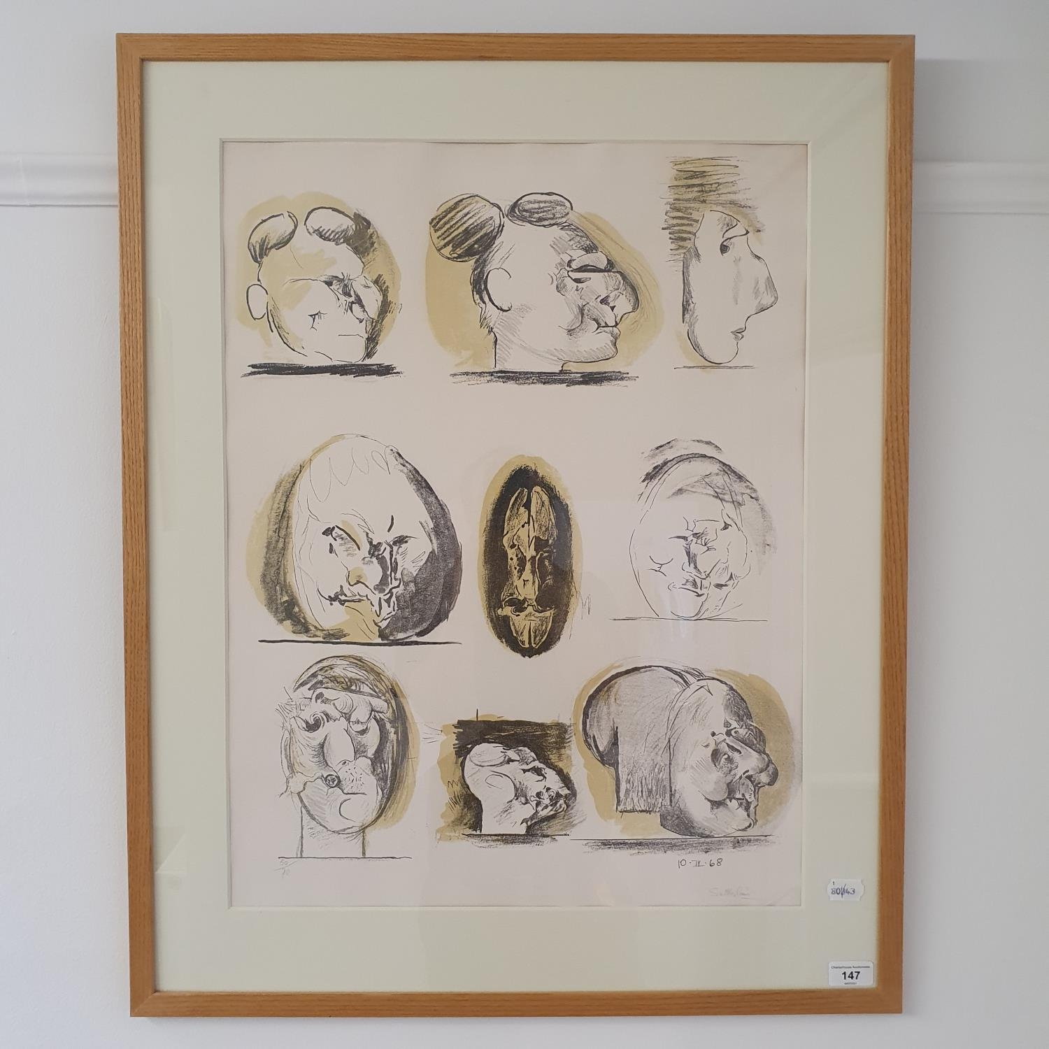Graham Vivian Sutherland (British 1903-1980), study of faces, limited edition print 50/70, signed in - Image 2 of 3