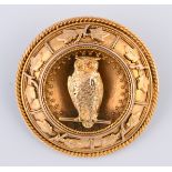 A Victorian gold brooch, decorated an owl, 15.7 g