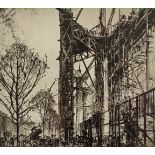 After Sir Frank William Brangwyn (1867 - 1956), a city scene, drypoint etching, 19 x 20 cm