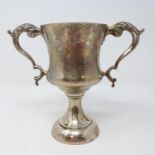 A George V trophy cup, London, 1929, 8 ozt, 15 cm high Not engraved, blank, tarnished all over,