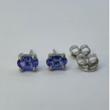 A pair of tanzanite stud earrings