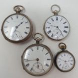A Victorian silver open face pocket watch, with subsidiary seconds dial, London 1883, two silver