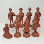A set of eight Indian terracotta figures, 19 cm high (8)