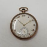 A gentleman's 9ct gold open face pocket watch, with Arabic numerals