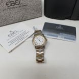 An Ebel stainless steel wristwatch, boxed with paperwork dial 34mm wide