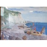 Elsie M Haynes, White Cliff Beer Devon, watercolour, signed, titled and signed verso, 38 x 53 cm