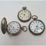 A silver open face pocket watch, with subsidiary seconds dial, Chester 1873, a silver open face