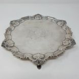 A George V silver salver, Sheffield 1926, 14.5 ozt 24 cm wide centre later engraved