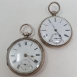 A Victorian silver open face pocket watch, with subsidiary seconds dial, London 1862 and a late