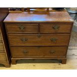 A 19th century mahogany chest, having two short and two long drawers, 94 cm wide