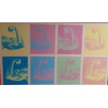 After Andy Warhol, Arnold Schwarzenegger's arm print, 81 x 138 cm Various crease lines in the