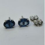 A pair of London blue topaz stud earrings