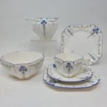 A Shelley Queen Anne shape tea set, comprising, sugar bowl, cream jug, eleven cups, ten saucers