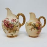A Royal Worcester blush ivory jug, decorated flowers, highlighted in gilt, date mark for 1901, 12 cm