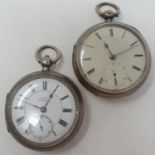 A Victorian silver open face pocket watch, with subsidiary seconds dial, Chester 1896 and an open