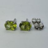 A pair of peridot stud earrings