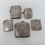 A Edward VII silver vesta, Birmingham 1903, and four other vestas, 4.8 ozt (5)