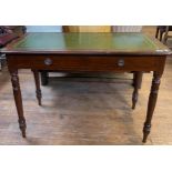 A mahogany sidetable, with green leather inset top, 107 cm wide