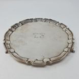 A Victorian silver salver, London 1892, 8.6 ozt Engraved