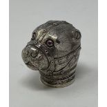 A novelty silver vesta, in the form of a dog wearing a muzzle This is a modern copy