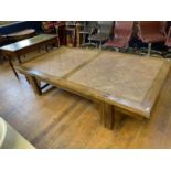 A Chinese hardwood table, the top 226 x 123 cm, 50 cm high